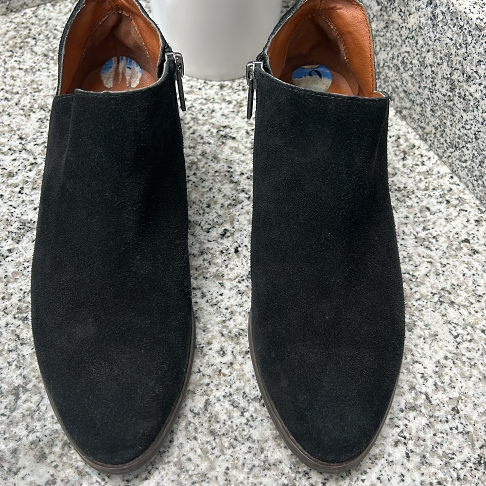 Lucky Brand Fenley Black Leather Suede Booties View 3